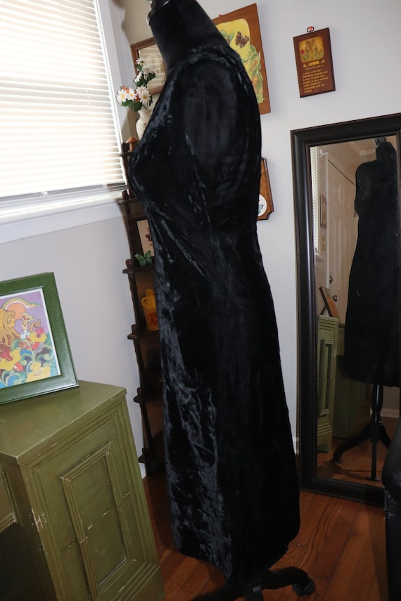 60s Black Velvet Dress- Medium - image 4