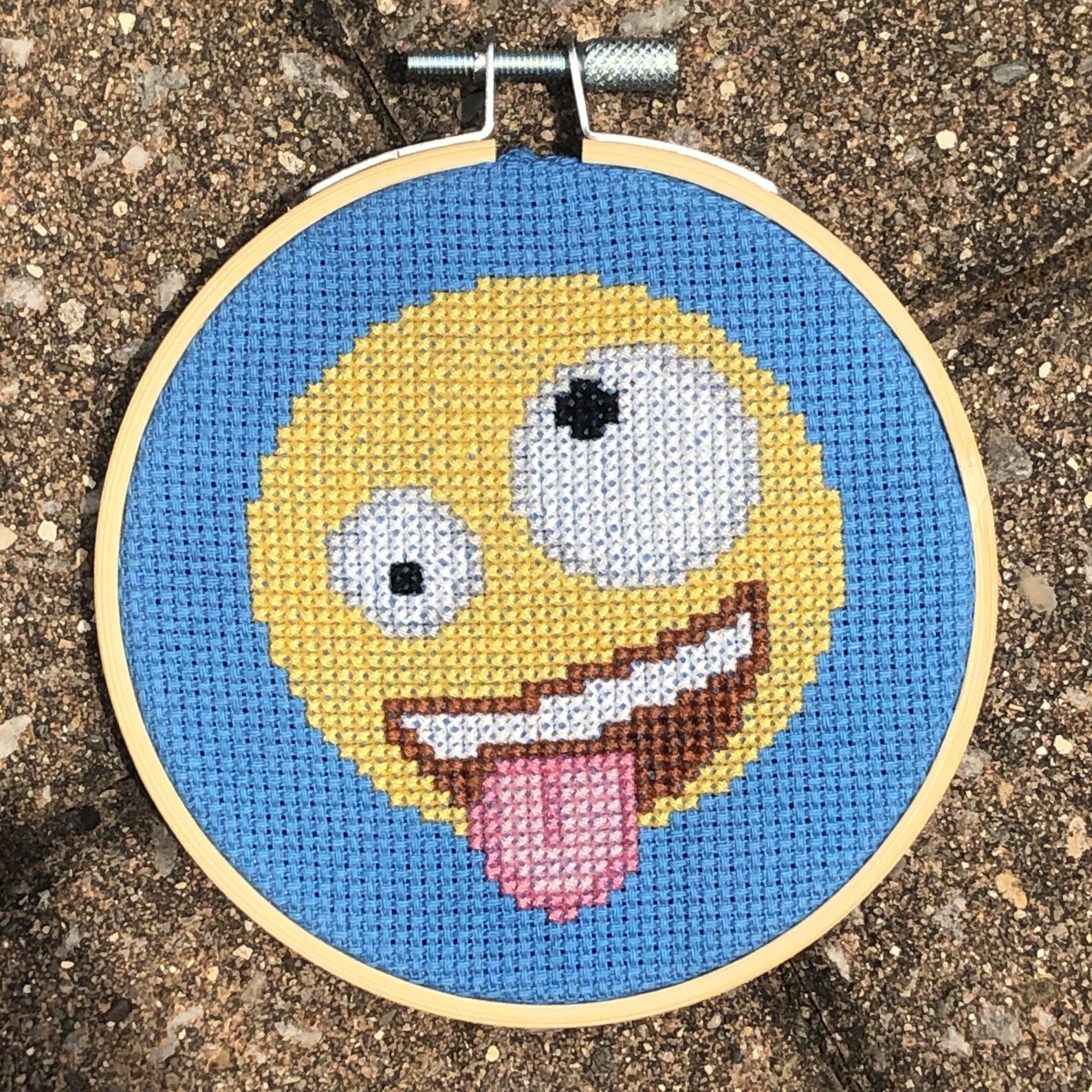 Zany Face Emoji Cross Stitch Pattern Instant PDF Download Beginner and