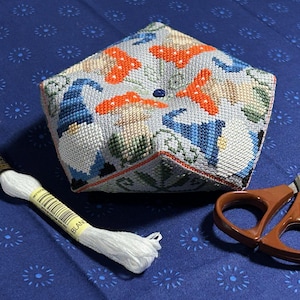 Fun Guy Biscornu Cross Stitch Pattern (Gnome and Mushroom Pin Cushion) - Instant PDF Download
