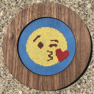 Face Blowing a Kiss Emoji Cross Stitch Pattern - Instant PDF Download - Beginner and Intermediate