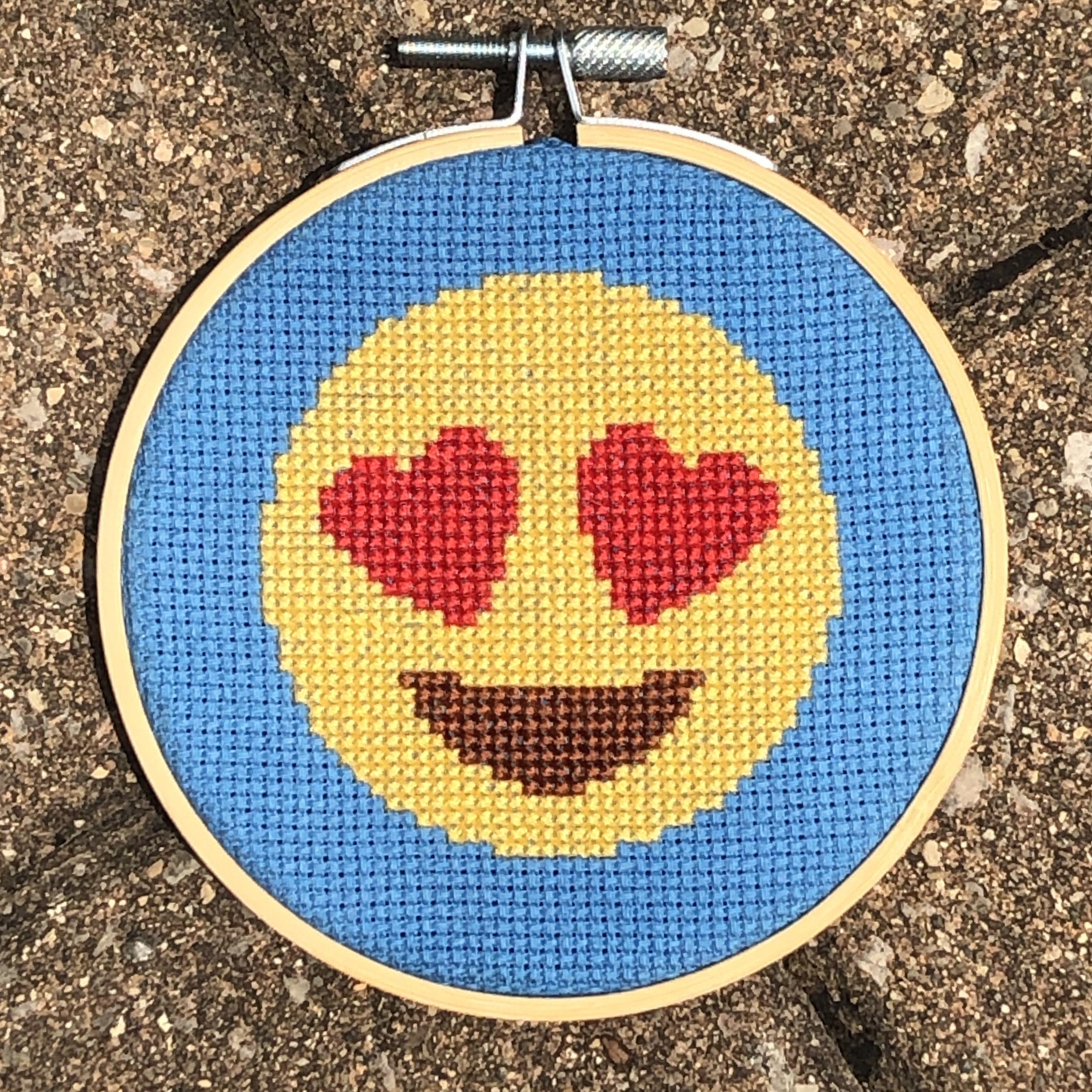 Heart Eyes Emoji Cross Stitch Pattern Instant PDF Download Beginner and