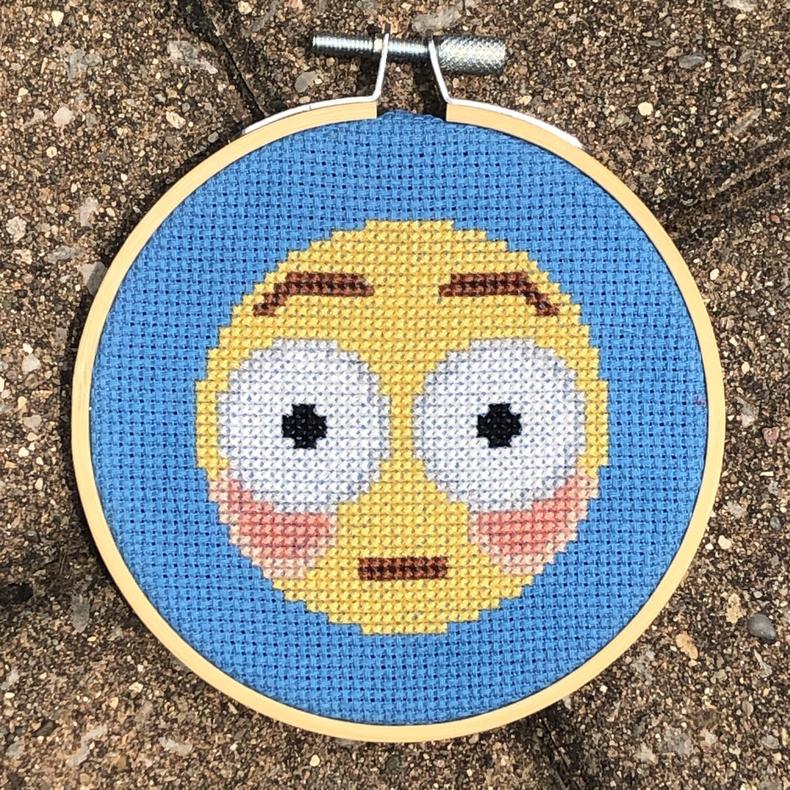 Flushed Face Emoji Cross Stitch Pattern Instant PDF Download Beginner