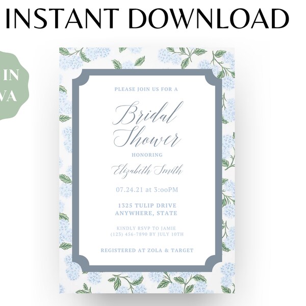 Hydrangea Bridal Shower Invitation - Etsy