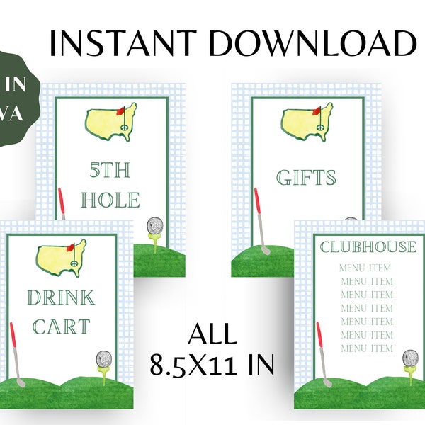 Editable Masters Party Birthday Add Ons Template | Digital Download | Augusta, Golf, Gingham