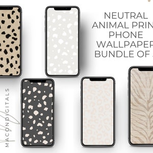 Minimal Neutral Animal Print iPhone Wallpaper Bundle of 5 | iPhone Wallpaper |  Cheetah, Dalmation, Zebra