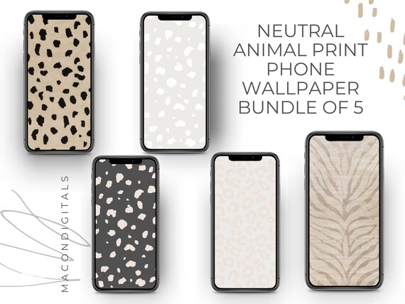 Minimal Neutral Animal Print Iphone Wallpaper Bundle Of 5 Etsy