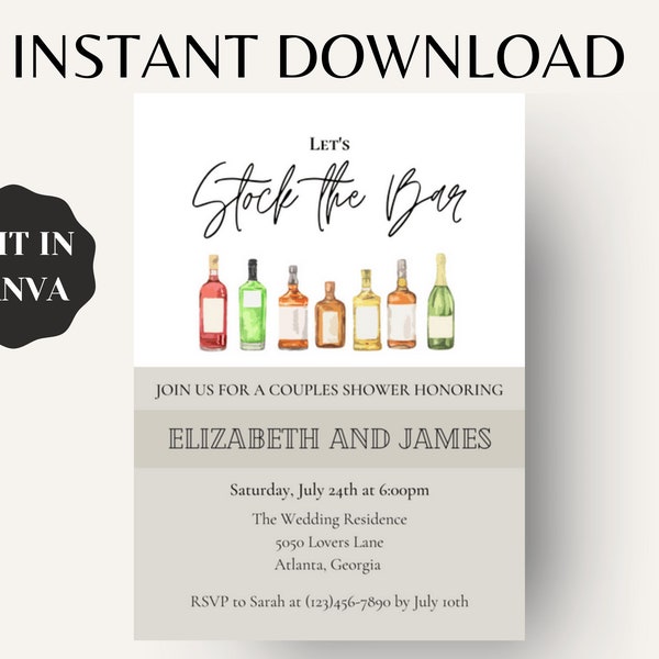 Stock the Bar Invitation Template - Etsy