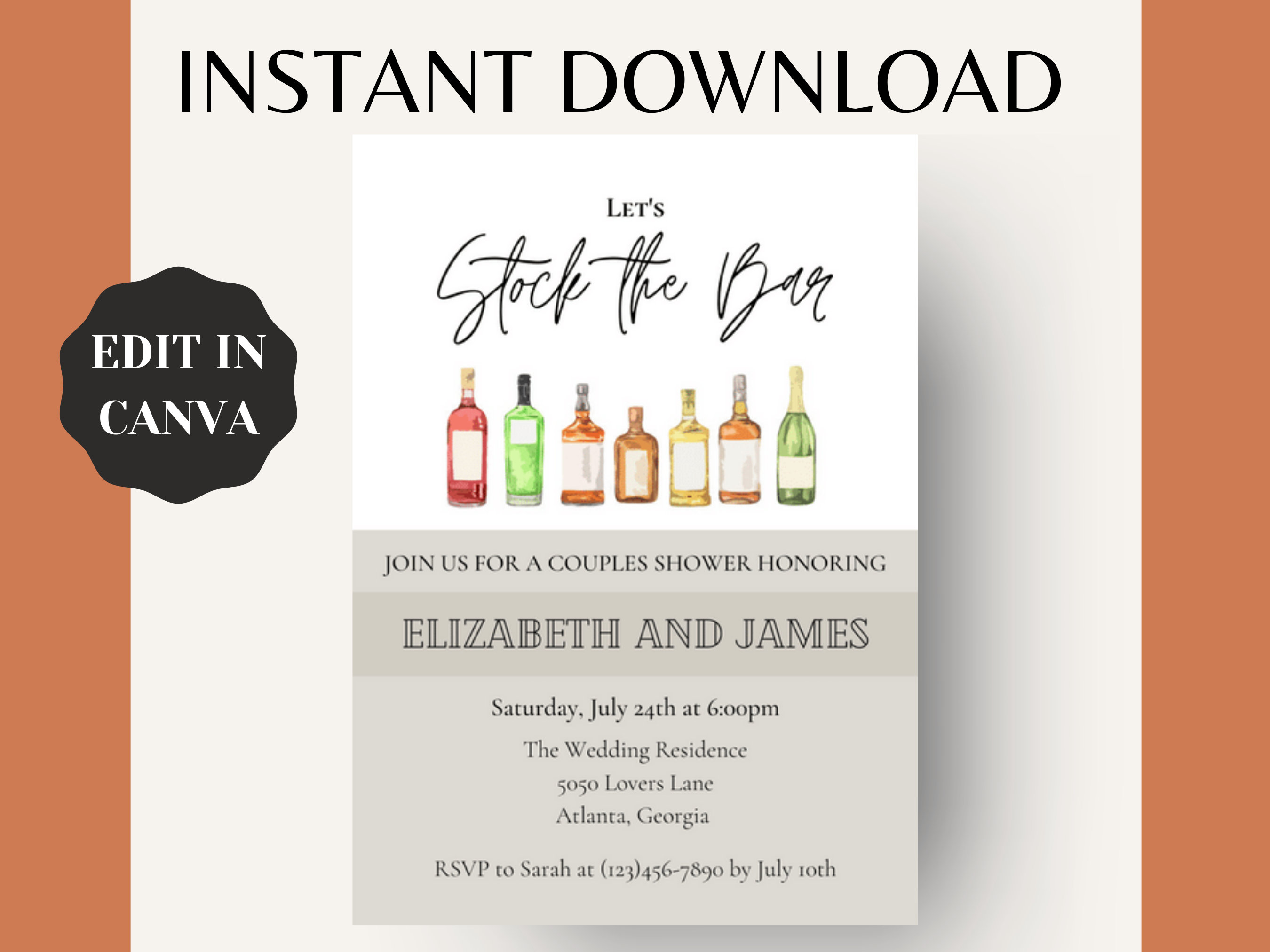 Editable Stock the Bar Invitation Template Digital Download Etsy
