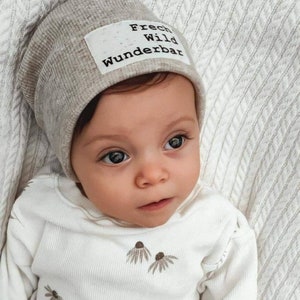 Rippjersey Hipster Beanie 38 41 cm 0-6 Monate , Baby, Newborn, Mütze, Geschenk zur Geburt Bild 1