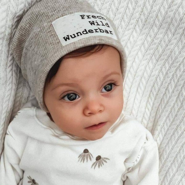 Rippjersey Hipster Beanie 38- 41 cm ( 0-6 Monate) , Baby, Newborn,  Mütze, Geschenk zur Geburt