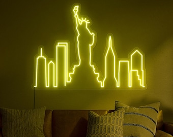 New york sky line neon sign, New york neon light, City skyline wall art, City light wall art,New york led sign, City skyline neon sign