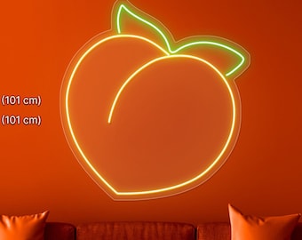 Peach neon sign, Peach neon light, Peach led sign, Peach light sign, Fruit neon sign,  Fruit light sign, Peach Wall Decor, Bar Neon Sign