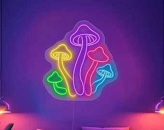 Mushrooms wall art, Multicolor neon sign, Mushrooms decor lighting, Mushrooms led sign, Mushrooms neon sign, Kids room neon sign