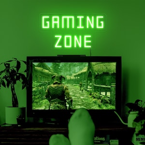 Led gamerkamerinrichting, neonbord gamingzone, neonbord gamerkamer, led wanddecoratie gamer, neonbord game, neonbord gaming