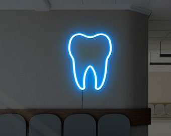 Tooth neon sign,Tooth neon light,Dental neon sign,Custom Dental sign,Dental office decor,Dental clinic sign,Tooth led light
