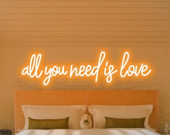 All you need is Love Neon Sign, Wedding neon light, Neon sign bedroom, Light room decor, Neon wall sign