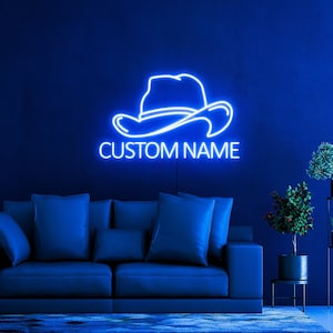 Cowboy hat with name sign, Cowboy hat neon sign, Personalized cowboy hat sign, Cowboy light sign, Cowboy hat wall art, Cowboy led sign