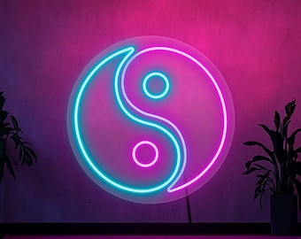 Yin yang sign, Yin yang wall art, Yin yang wall decor, Yoga wall decor, Ying yang decor, Ying yang wall art, Chinese neon sign