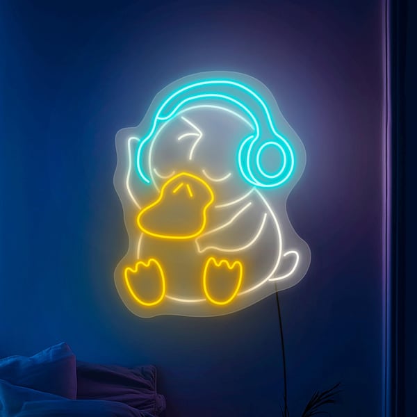 Psyduck neon sign, Pokemone lamp, Pokemone gifts, Anime sign, Duck neon sign, Duck led sign, Headphones neon, Pokemone decor