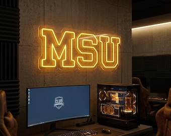 Michigan State University LED Neon Sign,MSU Wall Decor,Spartan Neon Light,College Dorm Room Decor,Green LED Sign,Graduation Gift
