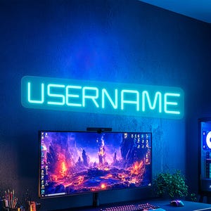 Letrero de neón con etiqueta de jugador, letrero luminoso con etiqueta de jugador, letrero con etiqueta de jugador, letrero personalizado para sala de juegos, letrero LED con etiqueta de jugador personalizado, letrero de neón para sala de juegos