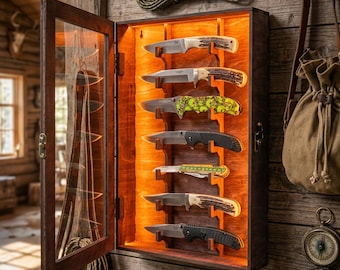 Knife organizer, Knife display shelf, Knife display case with led, Custom knife holder, Knife Storage Organizer, Wall Mounted Rack