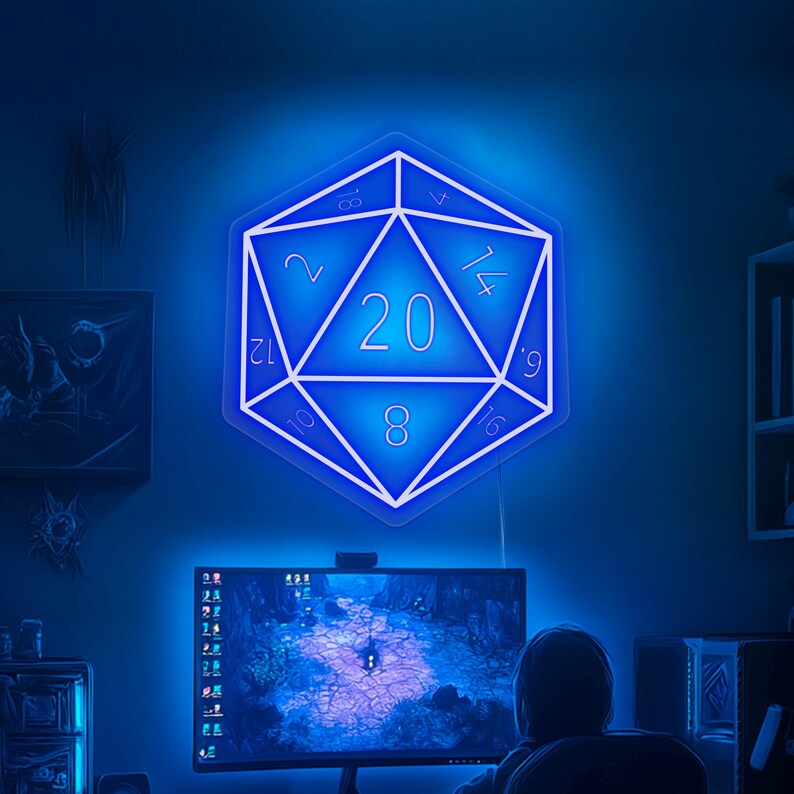 Dnd Neon Sign, Dnd Led Wall Art, Dnd Lamp, D20 Decoration, Dungeons ...