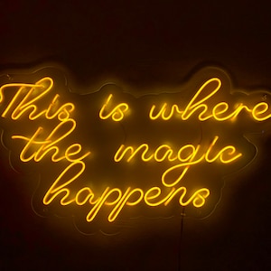 This is where the magic happens neon sign,This is where the magic happens led sign,Custom Text Neon Sign, Name Led Light Wall Decor