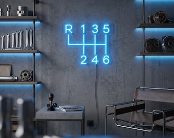 Car Gearbox Neon Sign, Garage Wall Decor