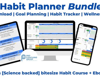 Seguimiento y planificador de hábitos, plantilla de Google, diario, semanal, seguimiento mensual, lista diaria de tareas pendientes, planificador de objetivos, seguimiento de bienestar
