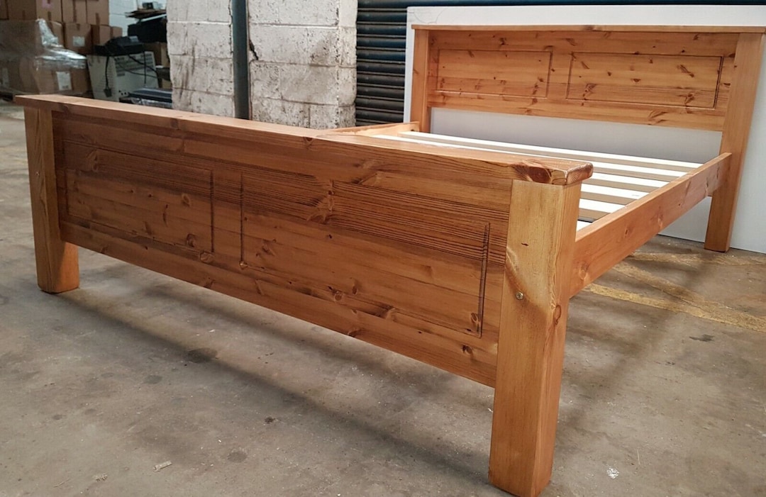 Chunky Pine Bed Frame Comes With Extra Strong Bed Slats Etsy UK