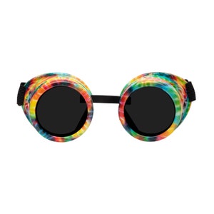 Kandi Steampunk Round Goggles Sunglasses - Rave Accessories - Festival Eyewear - Eye Love Shadez