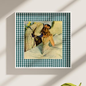 Green Art Print, Vintage Aesthetic Art, Apartment Art, Feminist Art, Bedroom Art Decor, Retro Women Art, gs print shoppe, checker art print