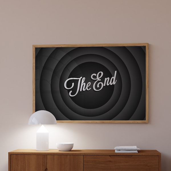 The End-Retro Movie Poster-Wall Print-Digital Download-Black and White Prints-Retro Movie Art-Closing Credits Poster-Vintage Movie Art