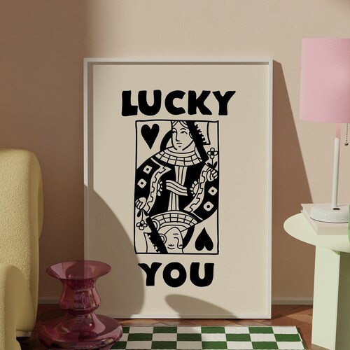 Lucky Youwall Posterretro Printfunny Artplaying Cardmatte Etsy