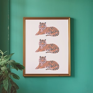 Tiger Art Print, Funky Print, Trendy Art Prints, Dorm Decor, Digital download, Girly Print Trendy Art, Animal Art Print, Minimal Poster