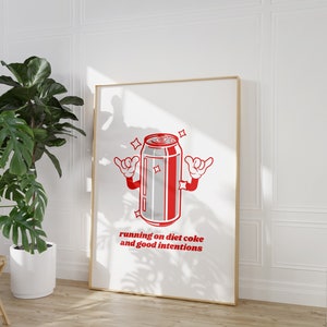 Diet Coke- Digital Download-Wall Print-Retro-Best Diet Coke Art-Large Girly Art-Funny Preppy Art-Soda Art Print-Bar Cart Print-Kitchen Art