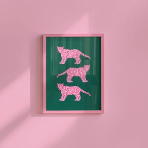 Tiger Art Print – Modny nadruk zwierzęcy do wystroju pokoju dziecięcego, Funky Digital Download, Dziewczęca sztuka ścienna z lampartem, Stylowy wystrój domu