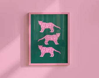 Pink Tiger Art Print: Trendy Kids Room Decor (Digital Download)