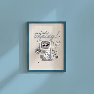 Digitaldrucke, Schule Kunst, Büro Poster, Sofort Download, Computer Kunst, Unplug Digital Art, Retro Cartoon Kunstdruck, Klassenzimmer Poster
