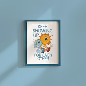 Classroom Wall Art: Retro Earth and Sun Design - Digital Download