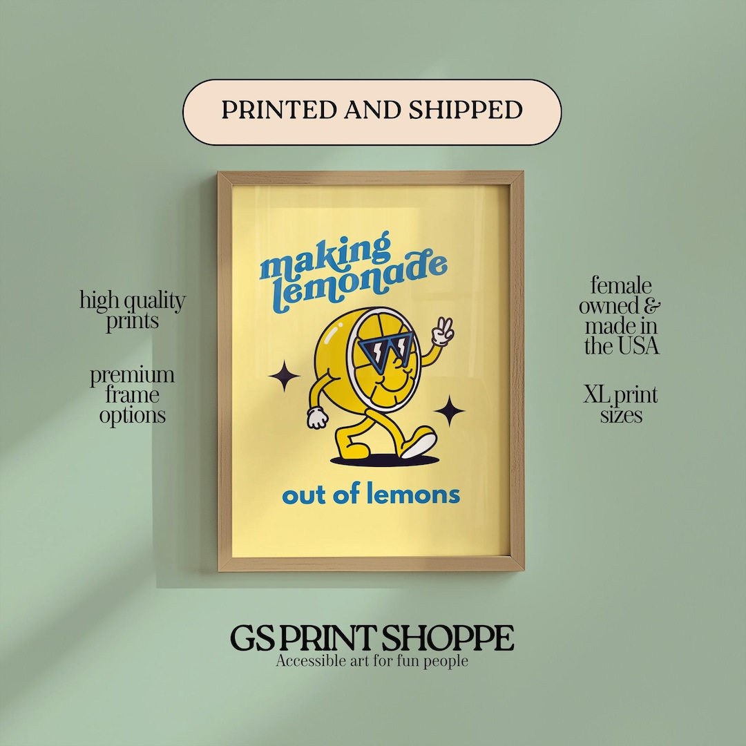 Making Lemonade Art Print, Colorful Kids Decor (framed or Matte