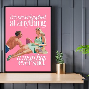 Wall Art Print, Pink Aesthetic Art, Apartment Art, Feminist Art, Living Room Decor, Retro Funny Women Art