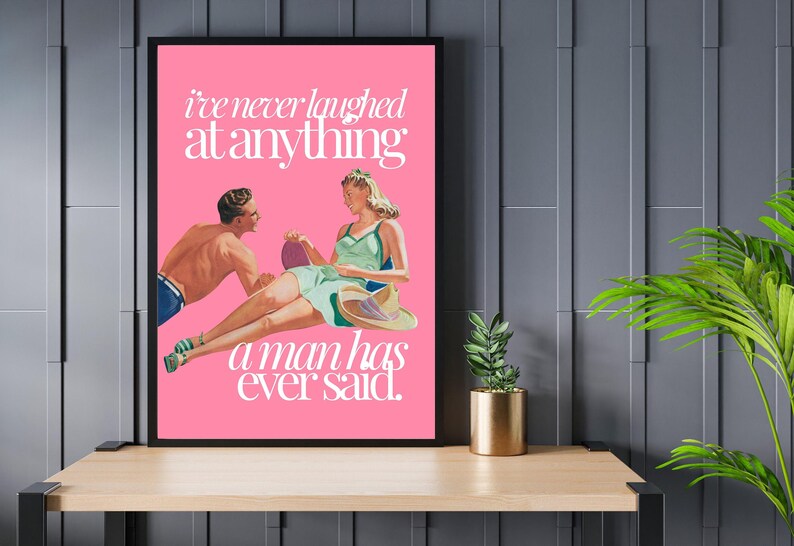 Wall Art Print, Pink Aesthetic Art, Apartment Art, Feminist Art, Living Room Decor, Retro Funny Women Art