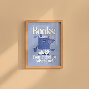 Retro Book Mascot Print: Funky Classroom Art (Digital Download)