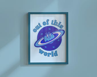 Space Wall Art Print: Pink Galaxy Kids Room Digital Download