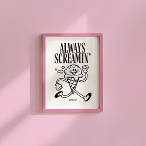 Impresión artística de helado lindo / Decoración estética de pared de cocina / Estilo minimalista de dibujos animados / Arte de pared de cocina retro