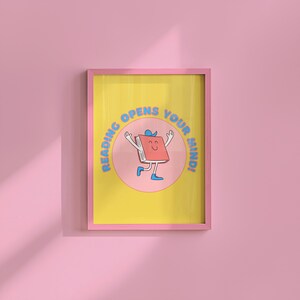 Retro Kids Room Art Print - Reading Opens Your Mind Design