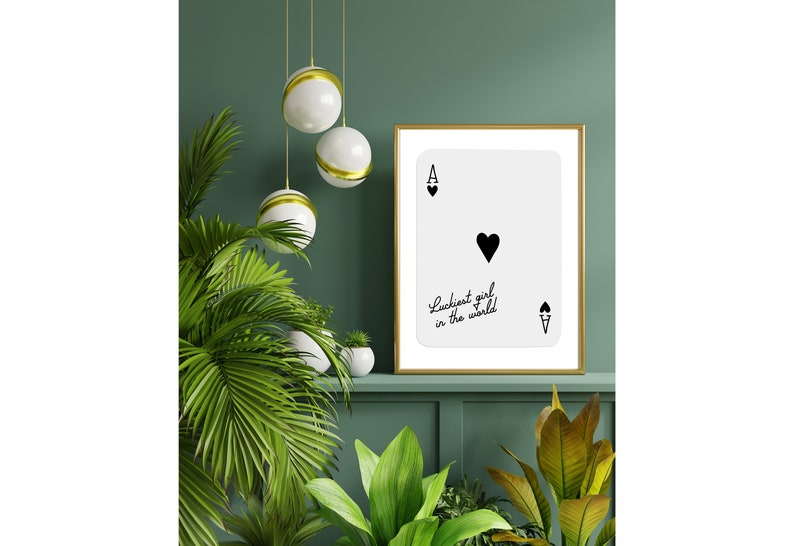 Ace of Hearts,Lucky Girl Quote,Retro Card Posters,Lucky Girl Syndrome Art,Trendy Wall Art,Aesthetic Print,Dorm Art,Ace of Hearts Art image 4