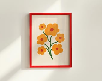 Floral Bouquet Art Print: Minimalist Flower Decor (Digital Download)